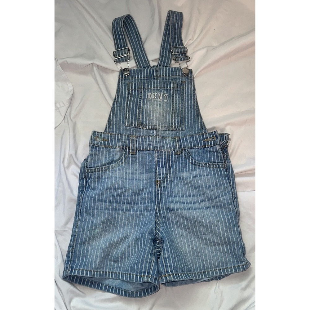 DKNY Size 8 Striped Denim Overall‎ Romper